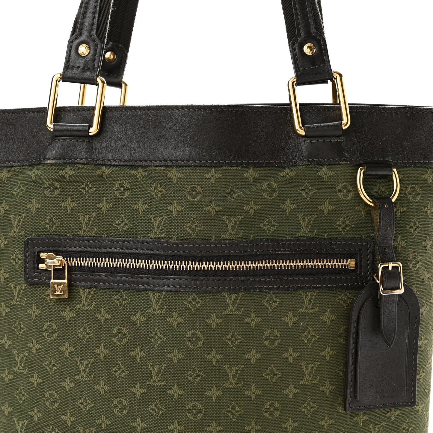 Mini Lin Monogram Tote Kaki