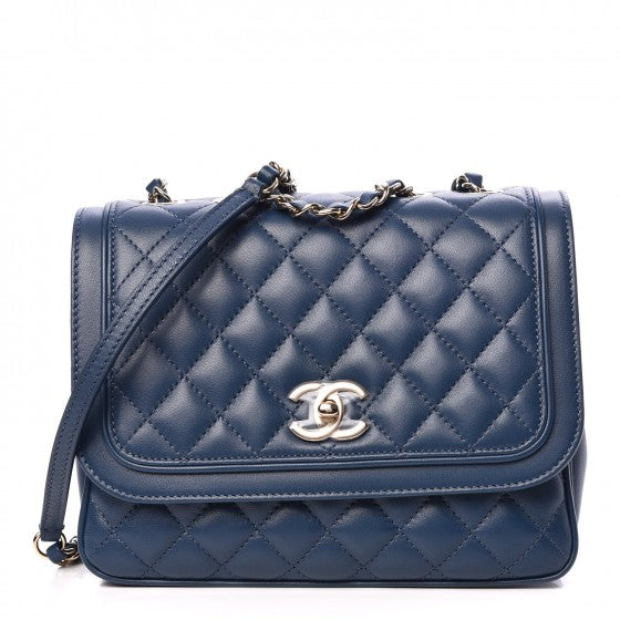 Lambskin Quilted Medium Lovely Day Flap Blue