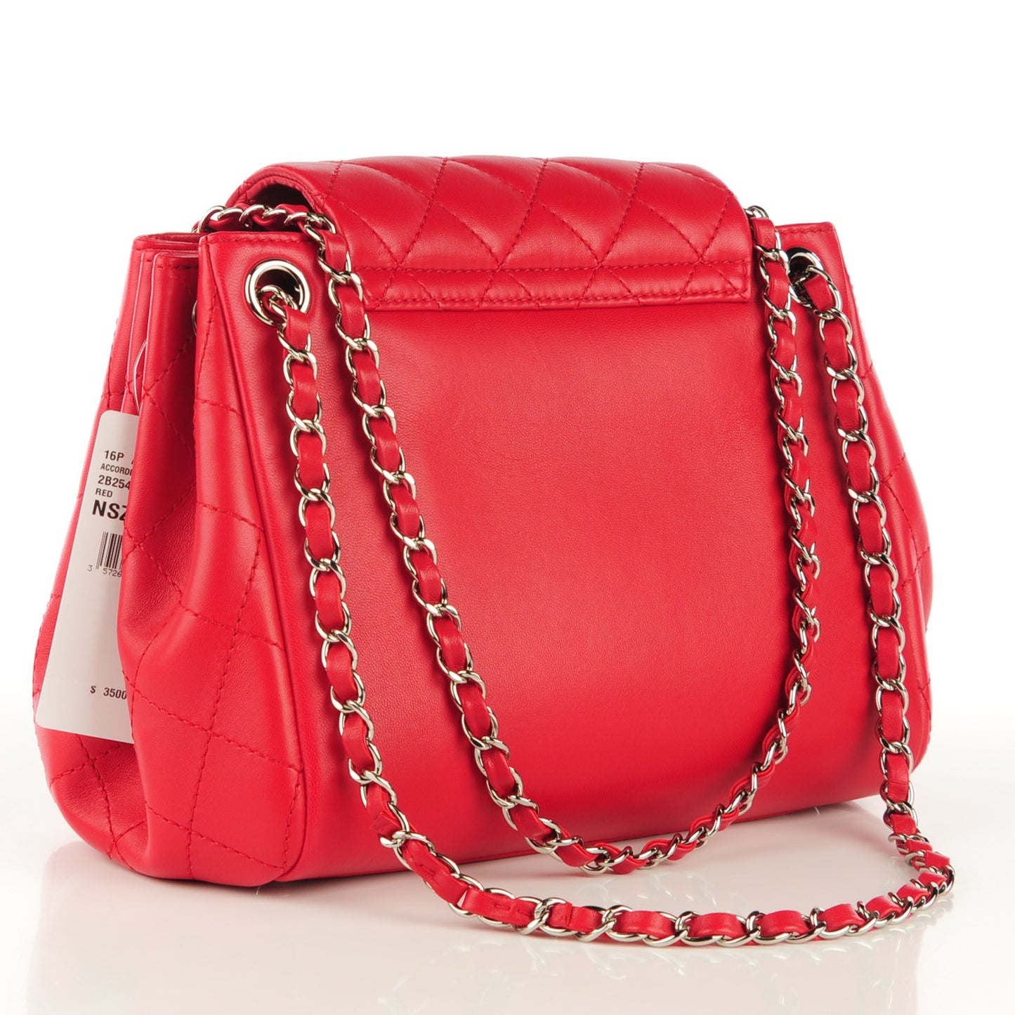 Lambskin Quilted Accordion Flap Red
