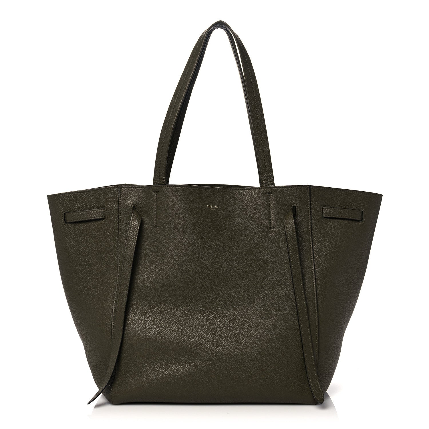 Celine Soft Grained Calfskin Small Belt Cabas Phantom Army Green 1 of 16