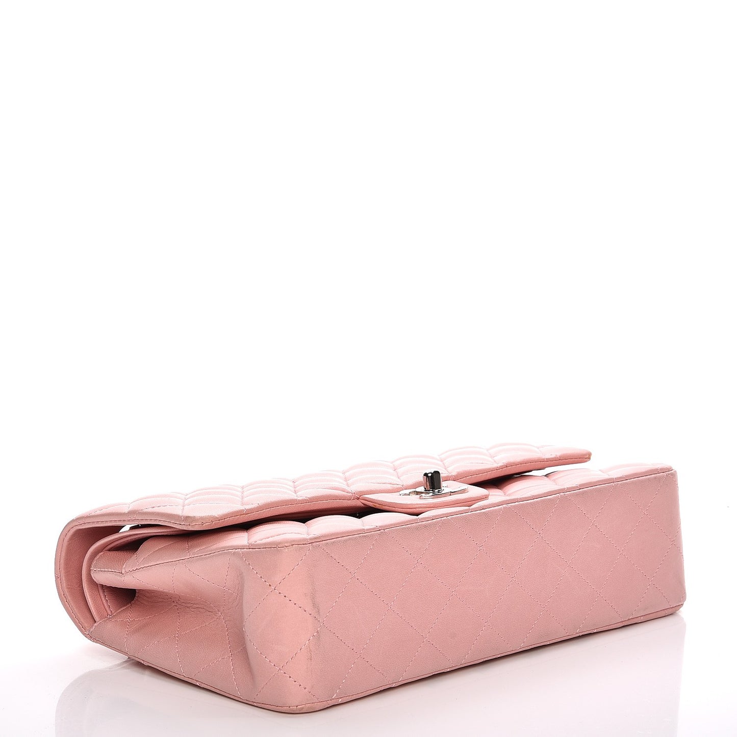 Lambskin Quilted Medium Double Flap Light Pink