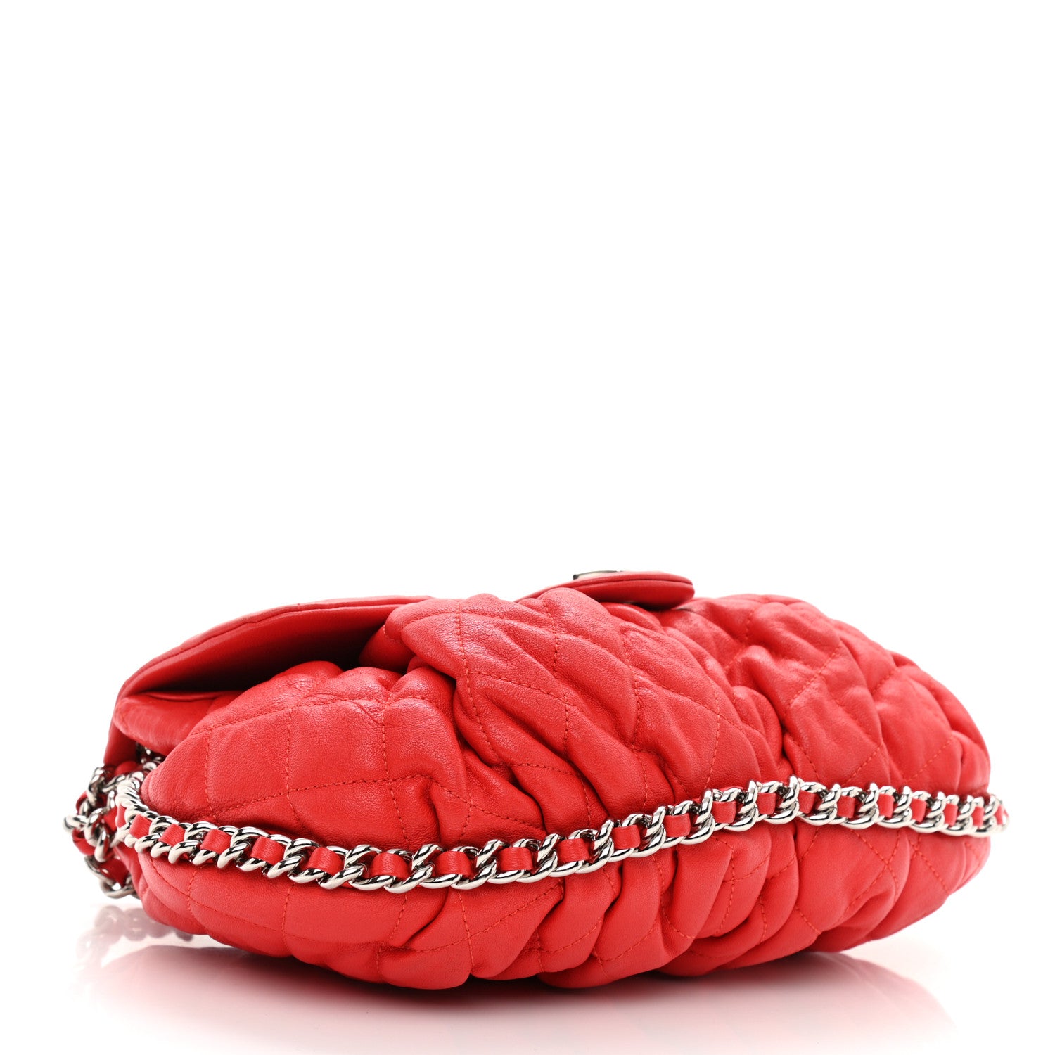 Chanel Washed Lambskin Quilted Medium Chain Around Messenger Red 3 of 9