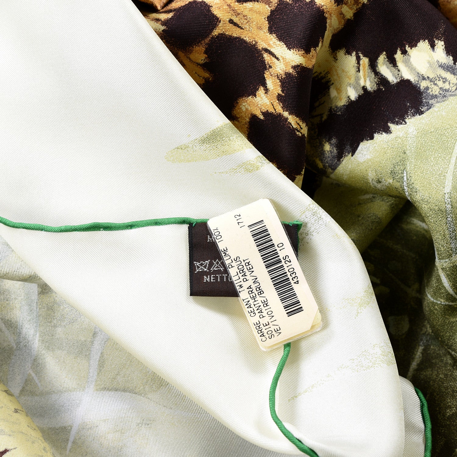 Hermes Silk Panthera Pardus Shawl 140 Ivory Brun Vert 4 of 4