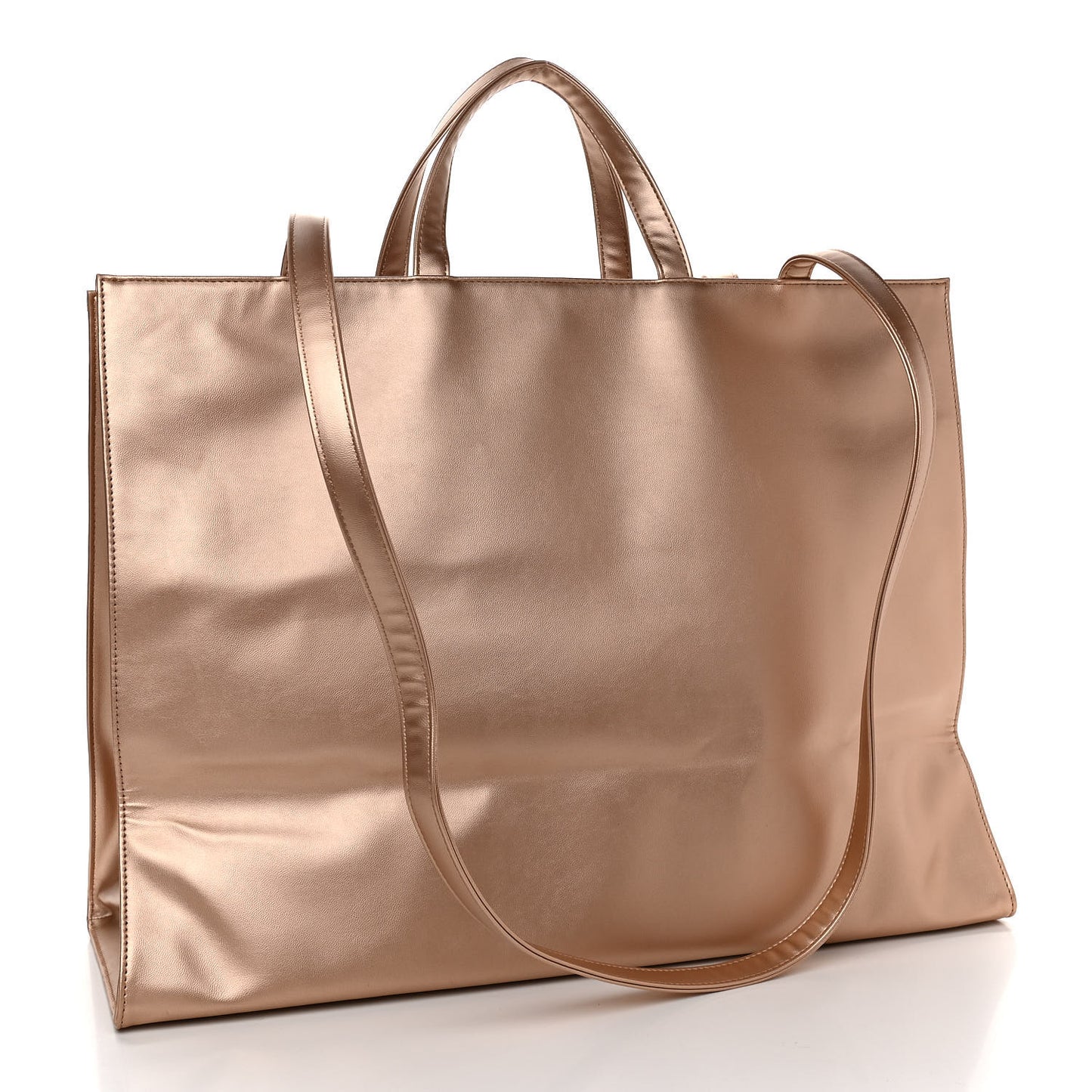 Metallic Vegan Leather Large Shopping Bag