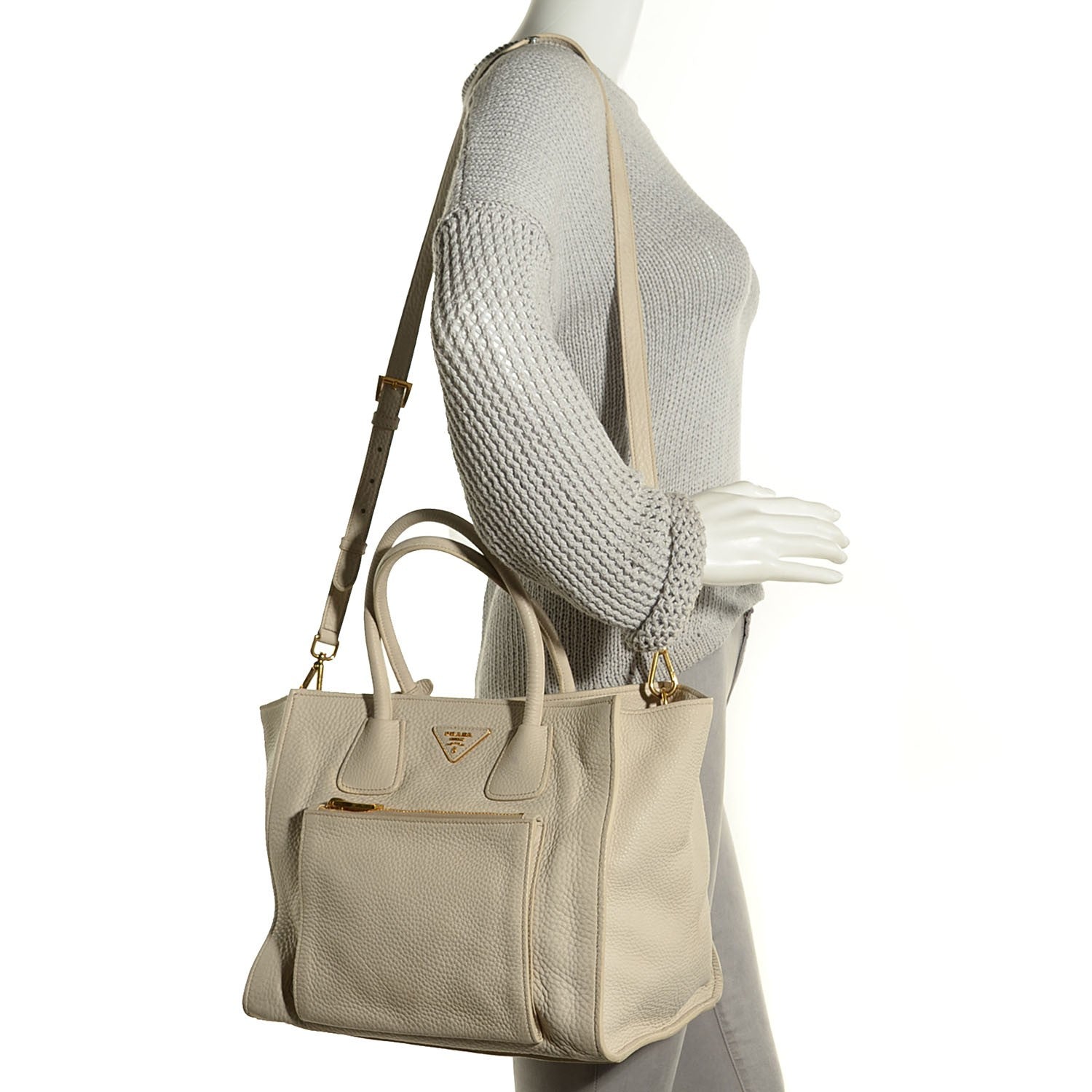 Prada Vitello Daino Shopping Tote Talco 2 of 11