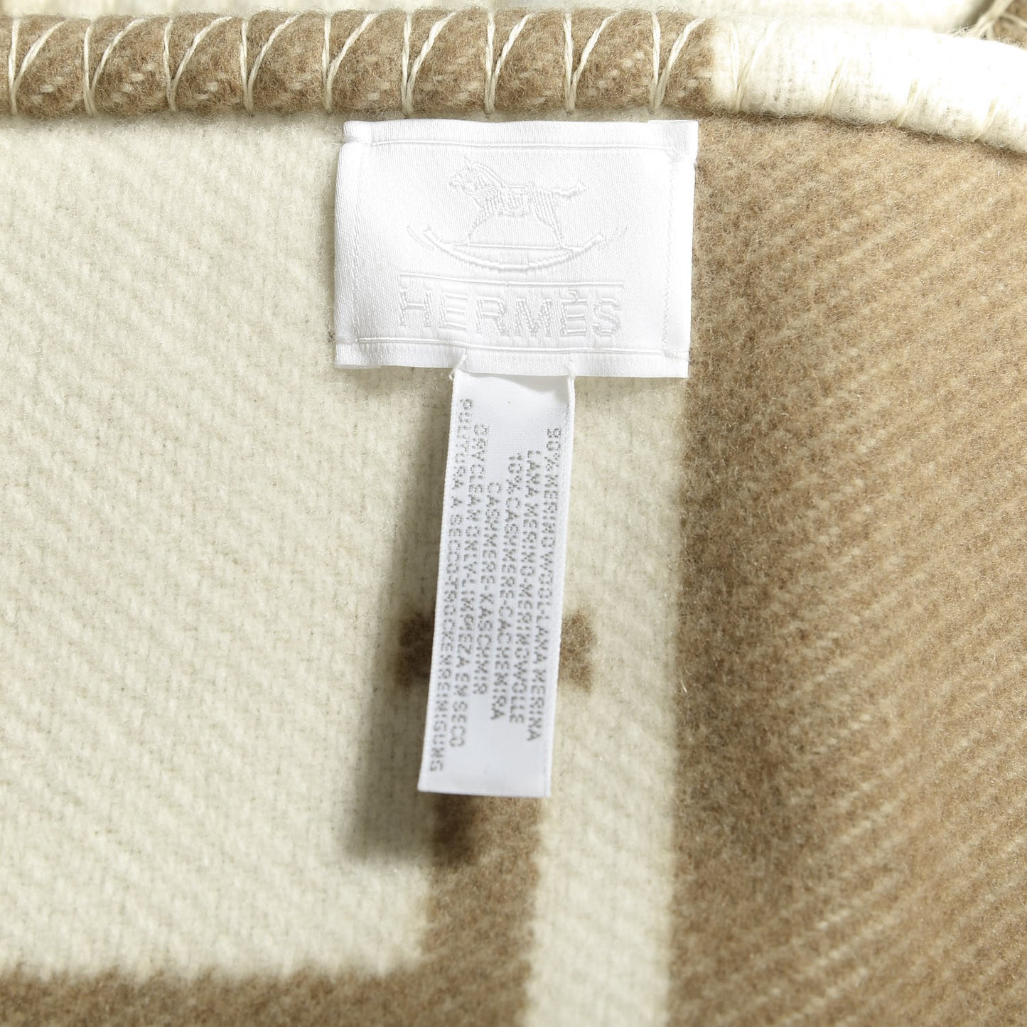 Wool Cashmere Avalon Baby Blanket Noisette Moyen White