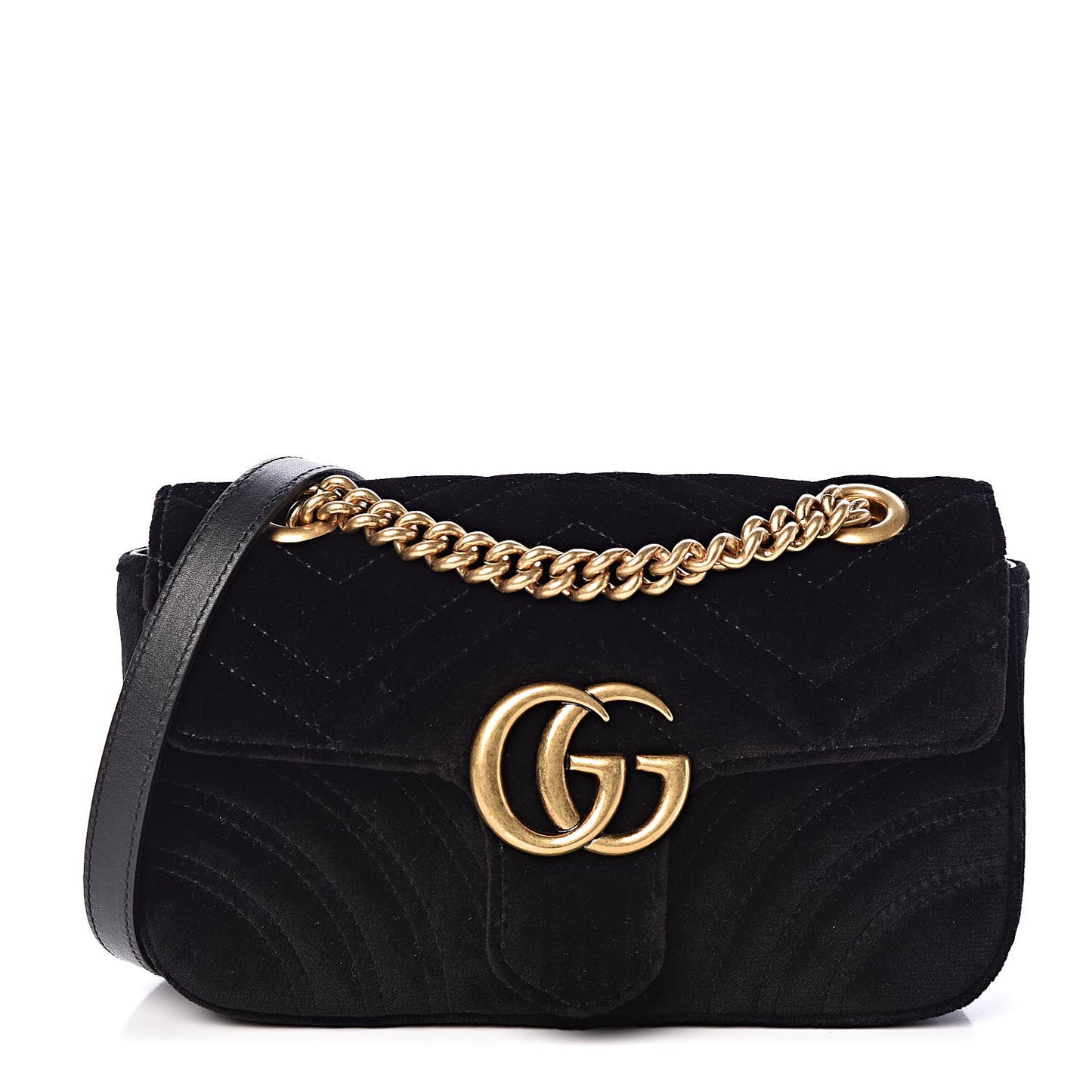 Velvet Matelasse Mini GG Marmont Shoulder Bag Black