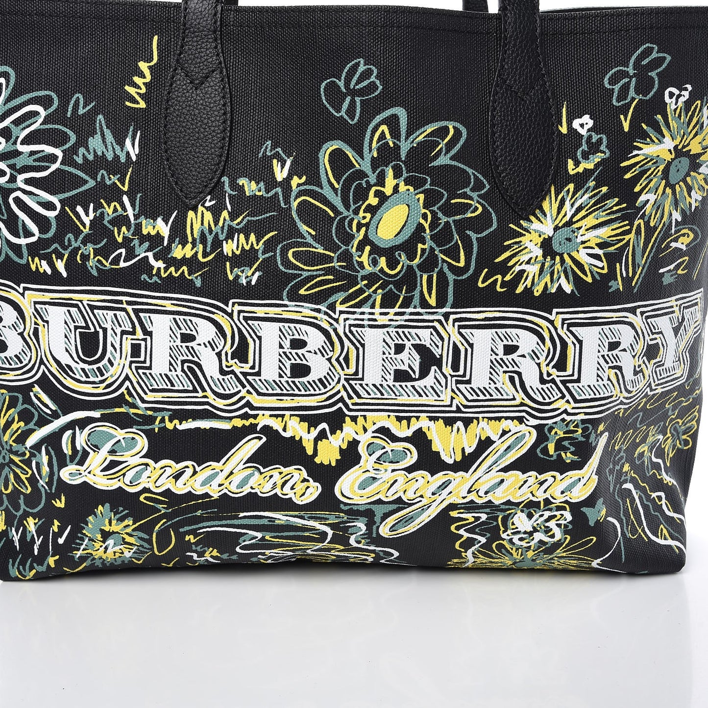 Coated Canvas Medium Reversible Doodle Tote Black