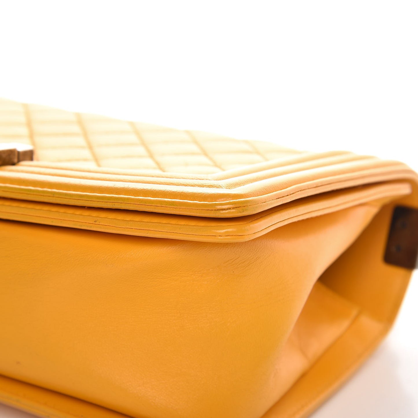 Calfskin Quilted Medium Boy Flap Yellow