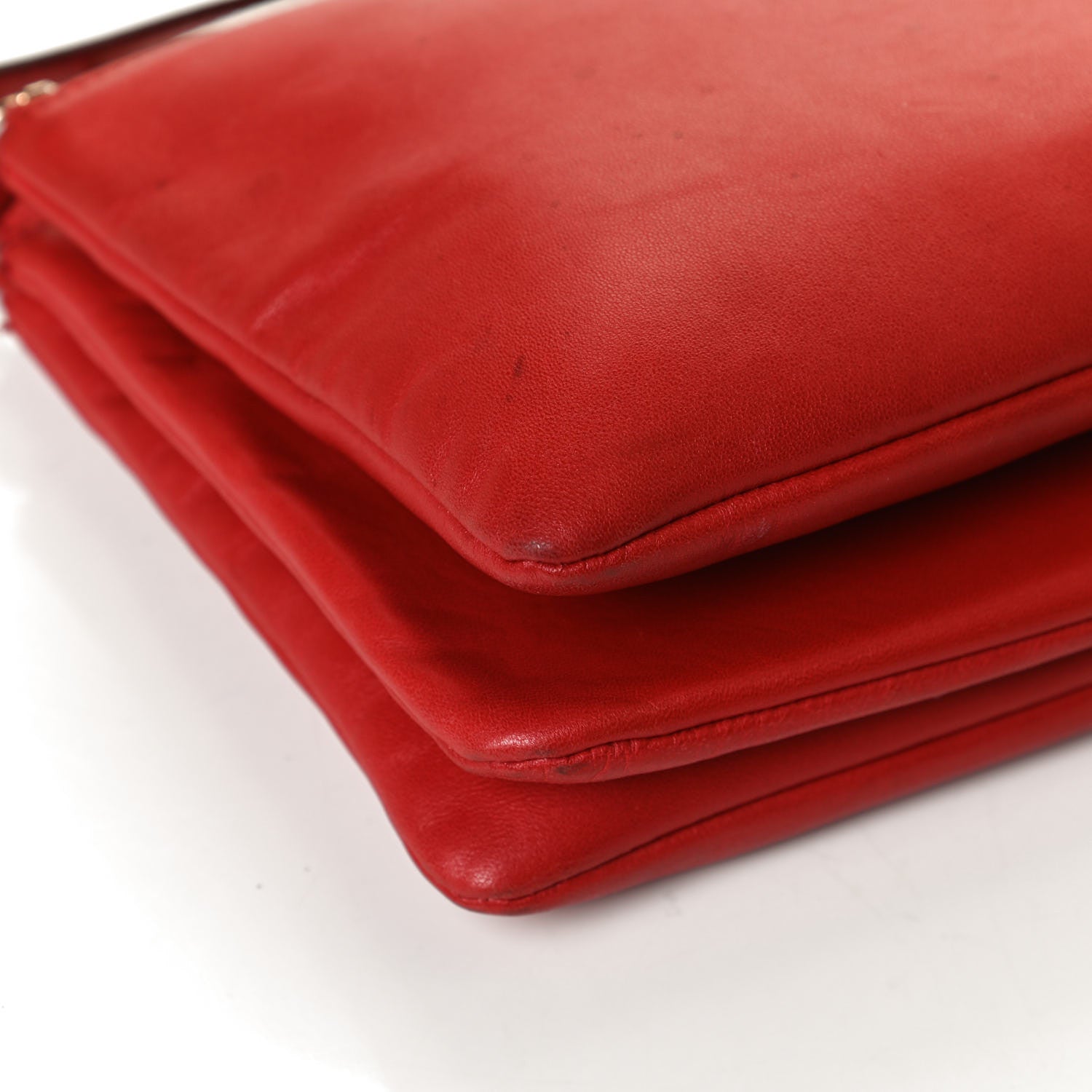 Celine Lambskin Large Trio Crossbody Bag Red 11 of 13