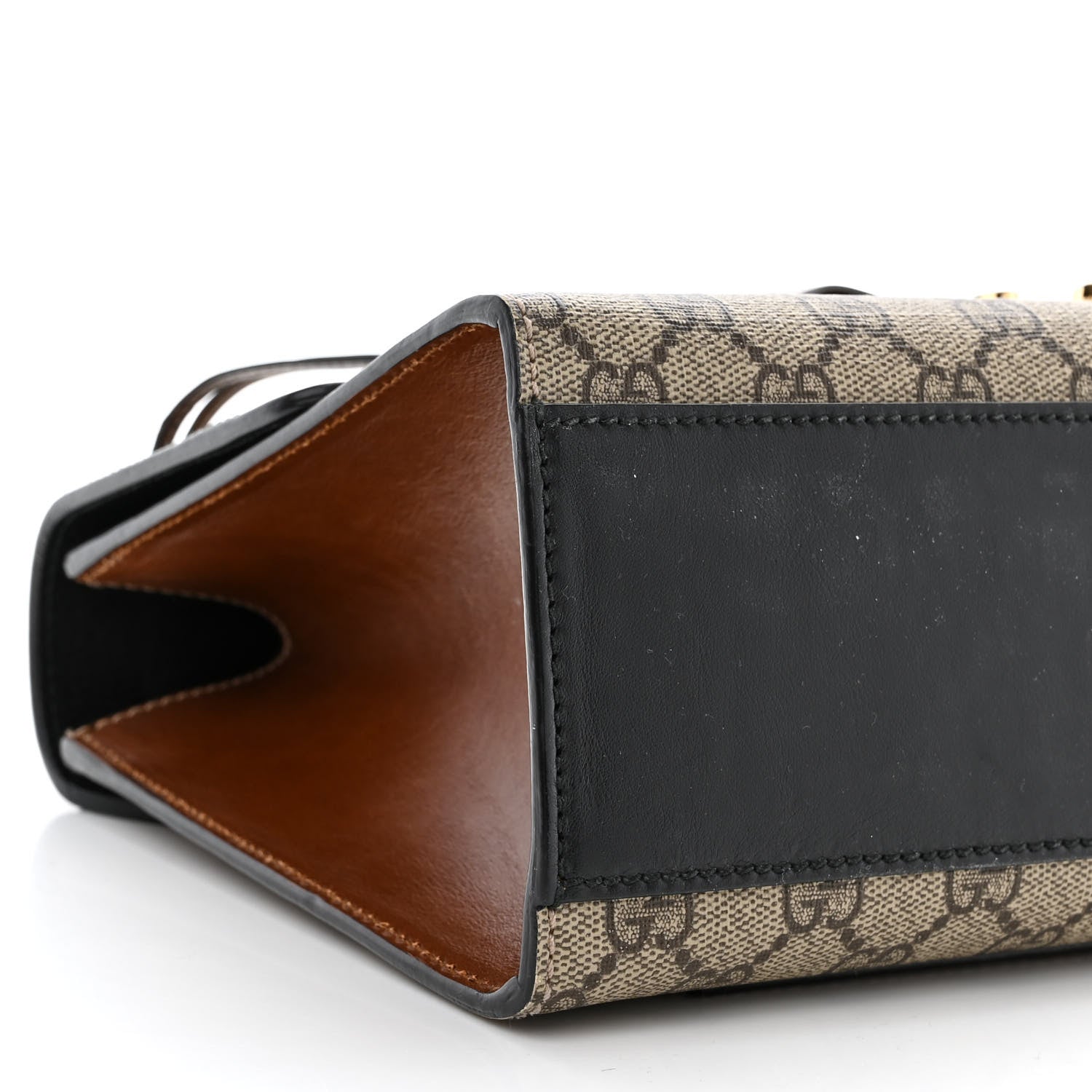 Gucci GG Supreme Monogram Calfskin Medium Padlock Shoulder Bag Beige Black Cuir 9 of 11