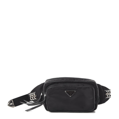 Prada Tessuto Nylon Calfskin Studded Belt Bag Black 1 of 8