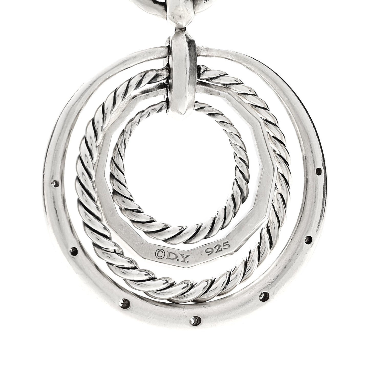 Sterling Silver Diamond 27mm Stax Drop Earrings