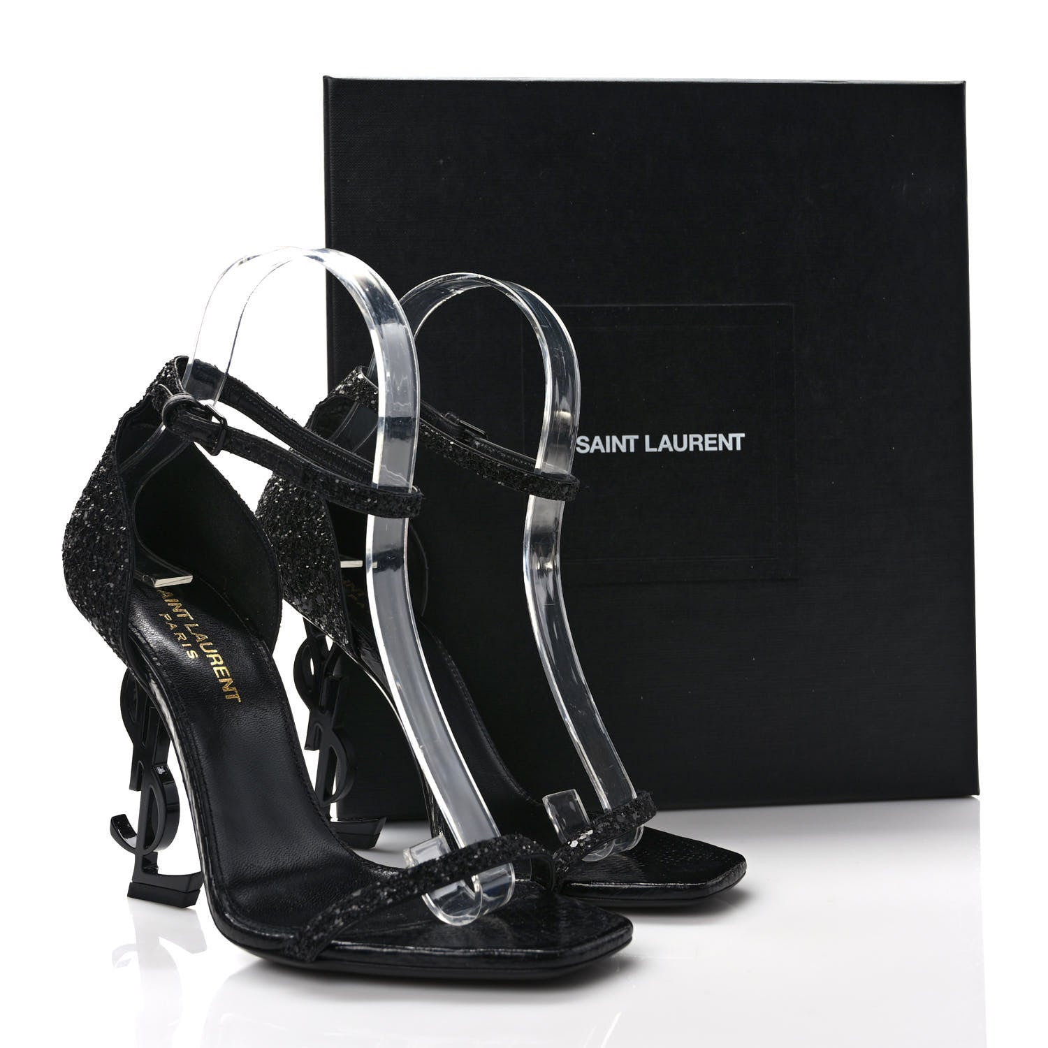 Saint Laurent Glitter Opyum Sandals 36.5 Black 8 of 8
