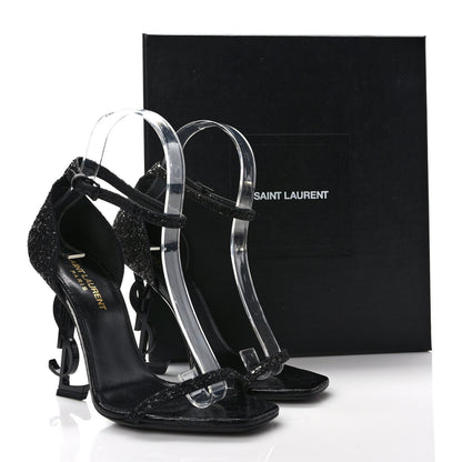 Saint Laurent Glitter Opyum Sandals 36.5 Black 8 of 8