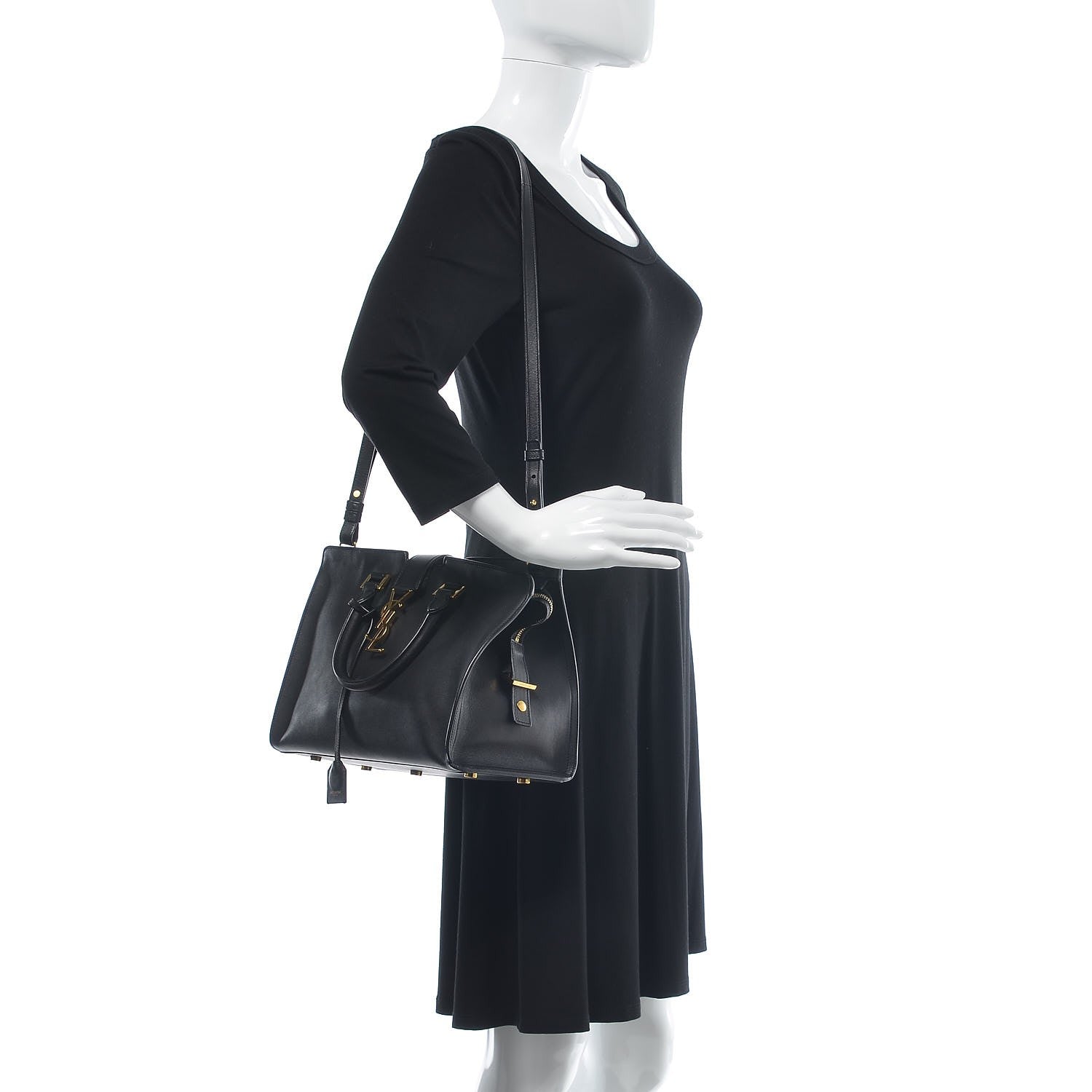 Saint Laurent Smooth Calfskin Small Monogram Cabas Black 3 of 12