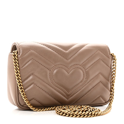 Gucci Calfskin Matelasse Super Mini GG Marmont Shoulder Bag Porcelain Rose 3 of 10