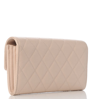Chanel Caviar Quilted Large Golden Class Gusset Flap Wallet Light Beige 3 of 9