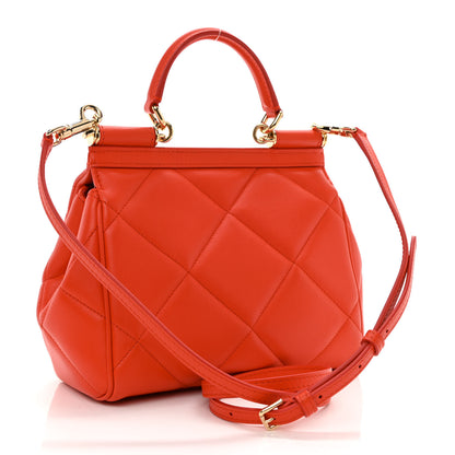 Dolce & Gabbana Calfskin Quilted Small Miss Sicily Satchel Red 3 of 9