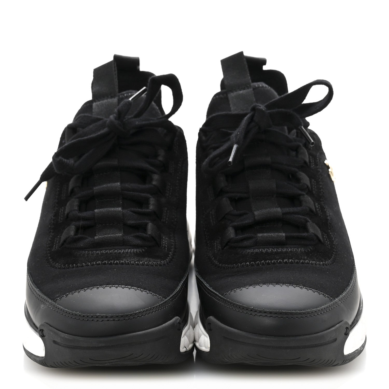 Chanel Velvet Calfskin Mixed Fibers CC Sneakers 38 Black 3 of 9