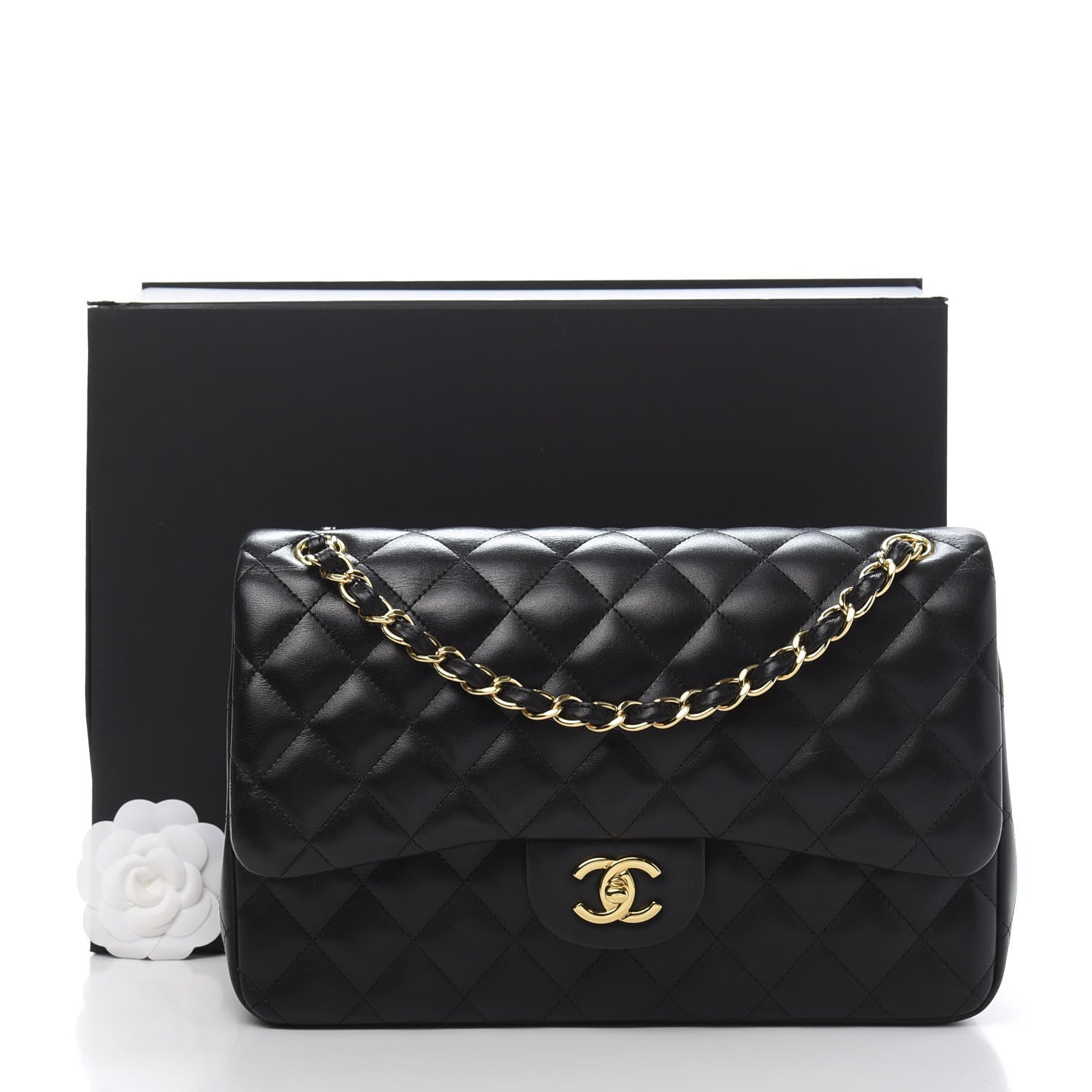 Chanel Lambskin Quilted Jumbo Double Flap Black 14 of 14