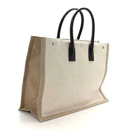 Saint Laurent Linen Calfskin Rive Gauche Tote Greggio Natural 3 of 9
