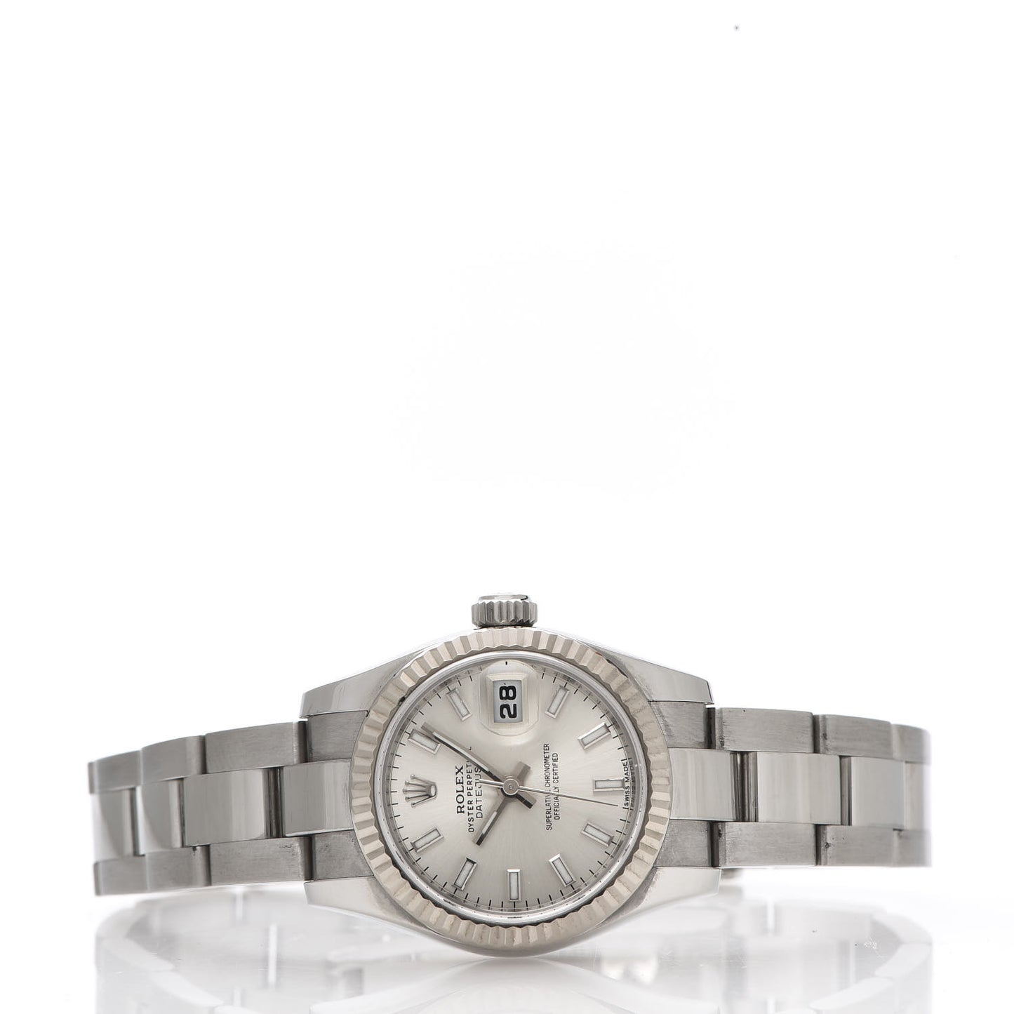 Stainless Steel 18K White Gold 26mm Oyster Perpetual Datejust Watch Silver 179174