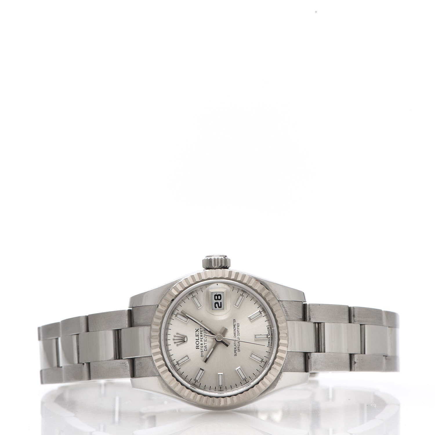 Rolex Stainless Steel 18K White Gold 26mm Oyster Perpetual Datejust Watch Silver 179174 3 of 9