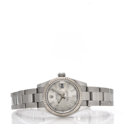 Rolex Stainless Steel 18K White Gold 26mm Oyster Perpetual Datejust Watch Silver 179174 3 of 9