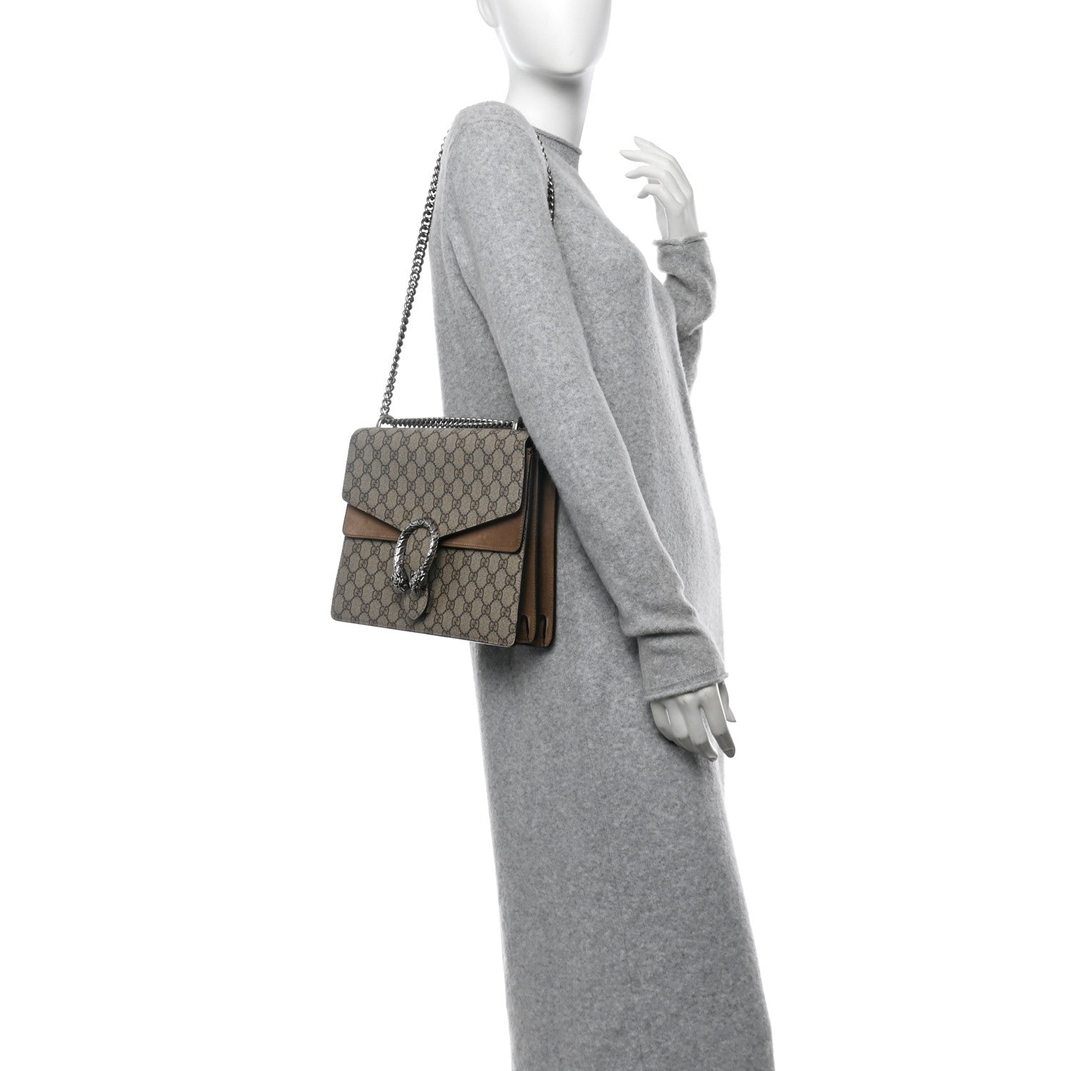 Gucci GG Supreme Monogram Medium Dionysus Shoulder Bag Taupe 2 of 10