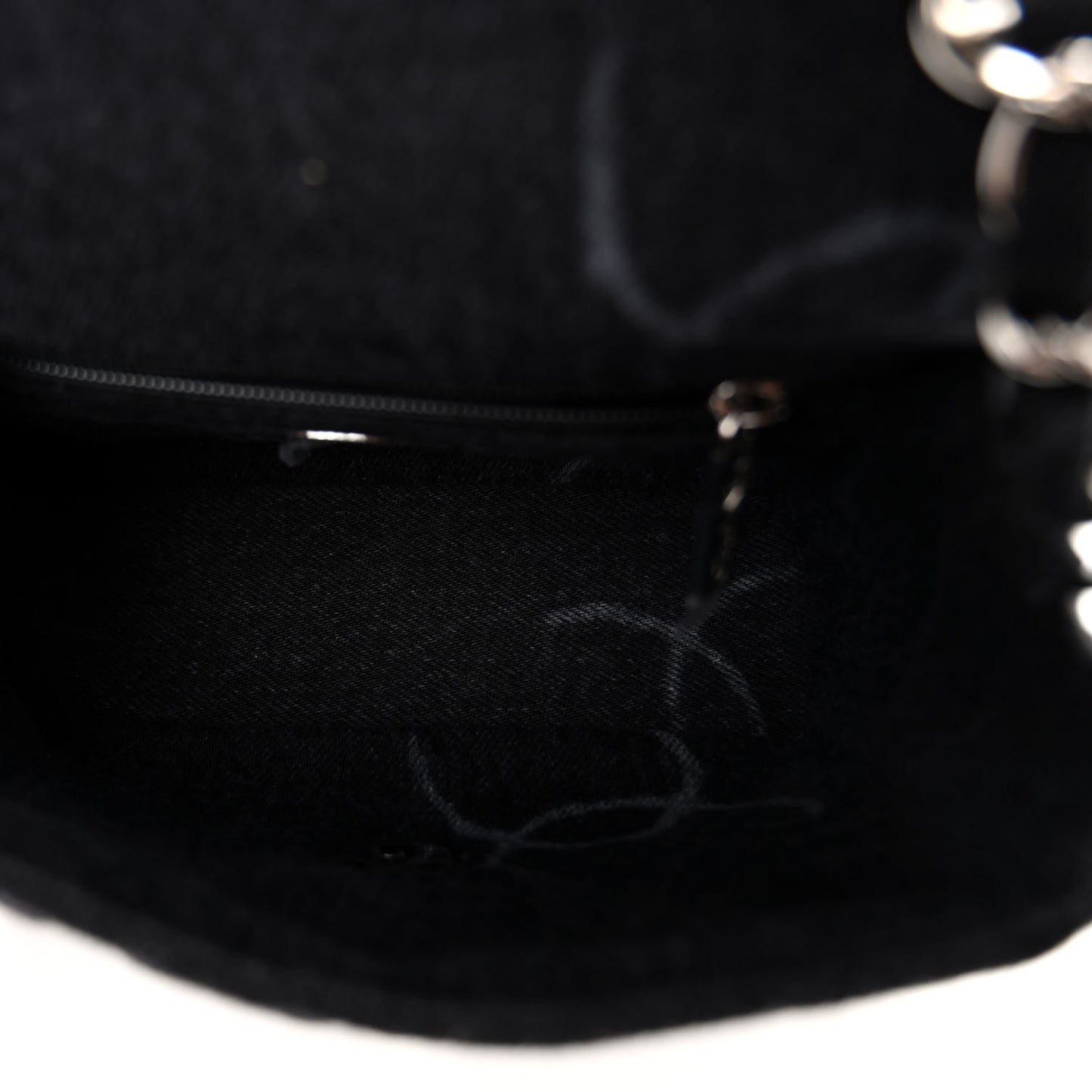 Denim CC Quilted Mini Square Flap Black