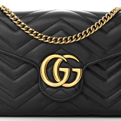 Gucci Calfskin Matelasse GG Marmont Chain Wallet Black 8 of 14