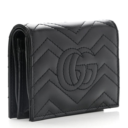 Gucci Calfskin Matelasse GG Marmont Card Case Wallet Black 3 of 8