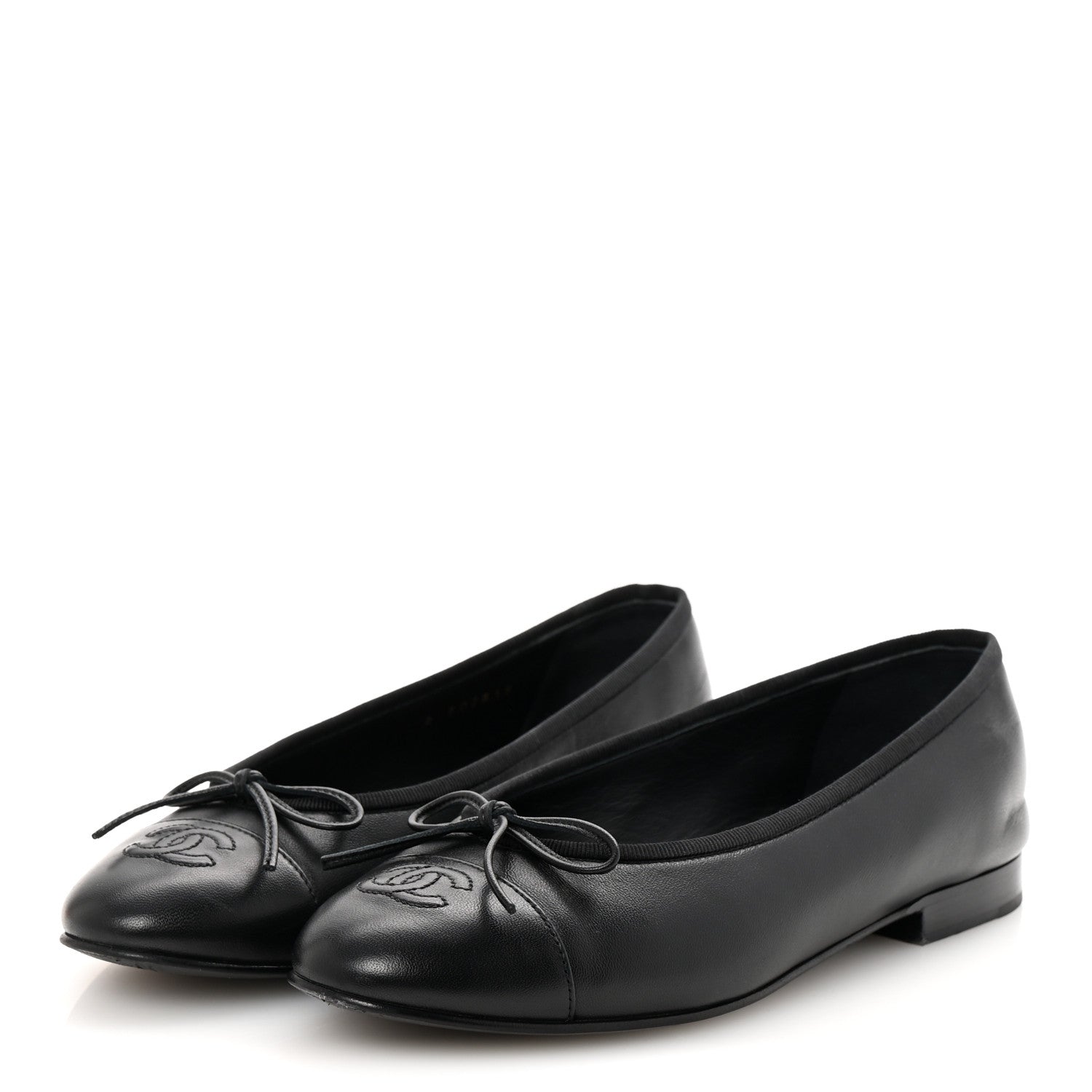 Chanel Lambskin Cap Toe Ballerina Flats 37.5 Black 4 of 11