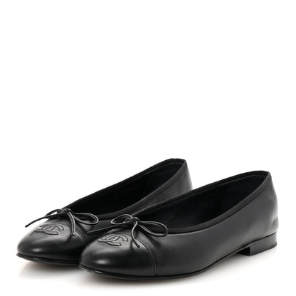 Chanel Lambskin Cap Toe Ballerina Flats 37.5 Black 4 of 11