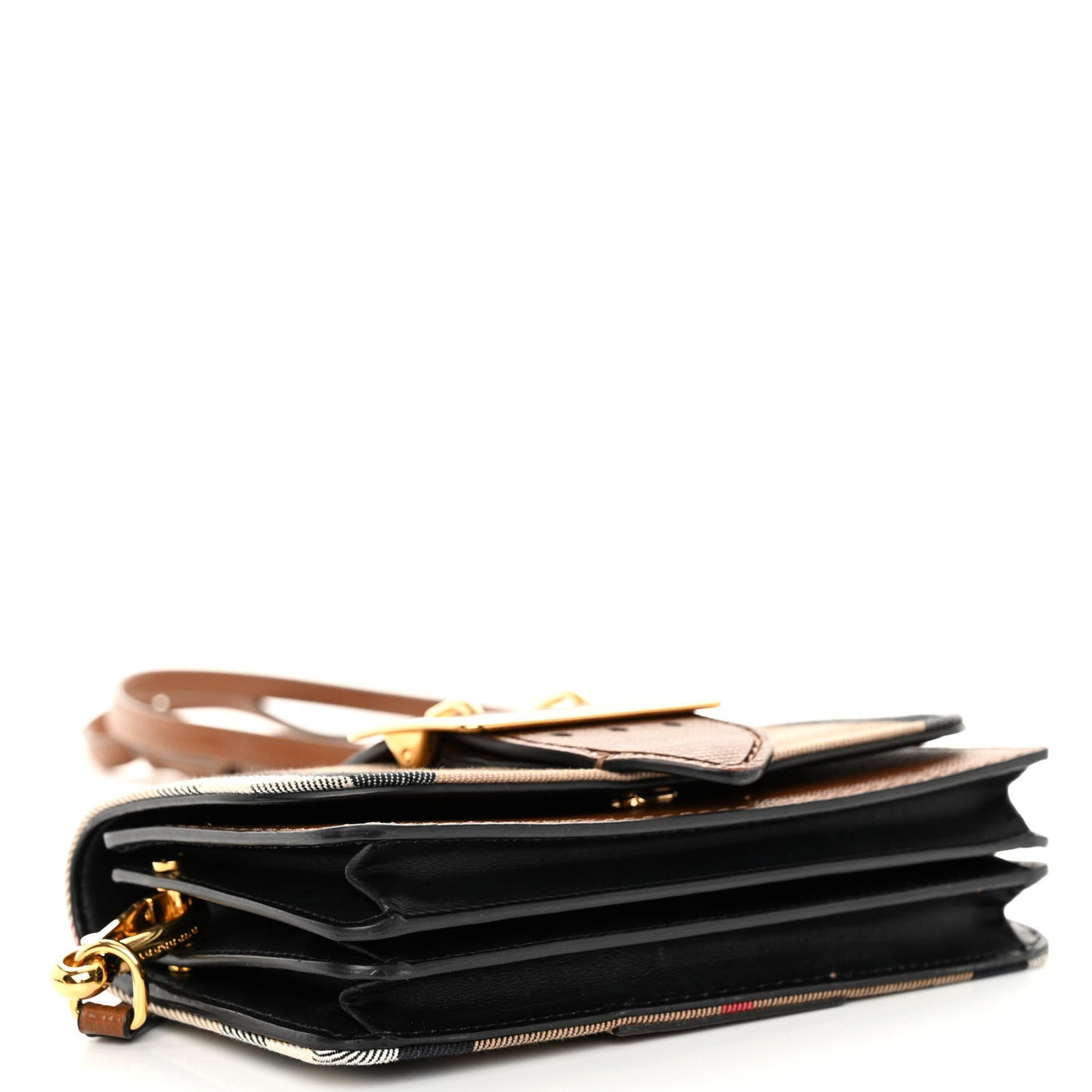 House Check Bridle Calfskin Small Madison Buckle Bag Tan
