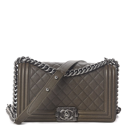 Chanel Caviar Quilted Medium Boy Flap Khaki 1 of 11
