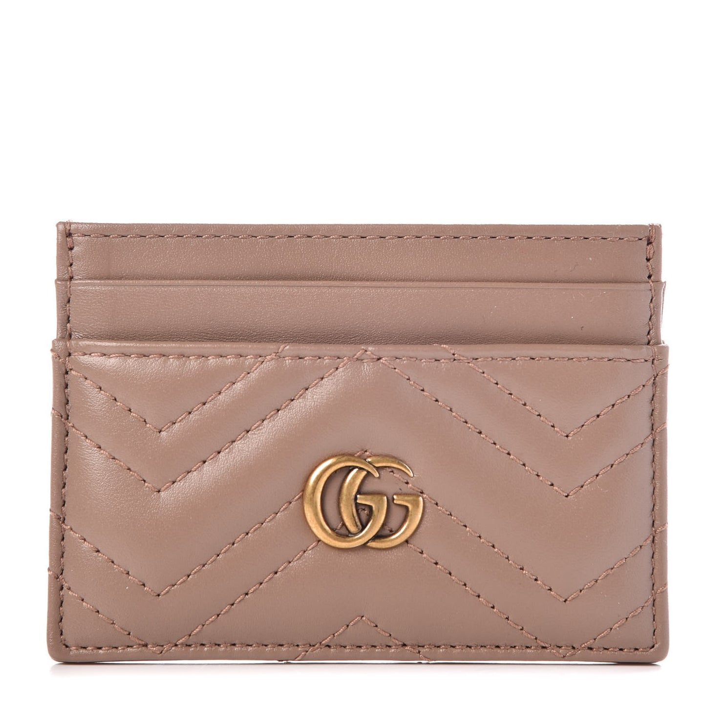 Calfskin Matelasse GG Marmont Card Holder Porcelain Rose