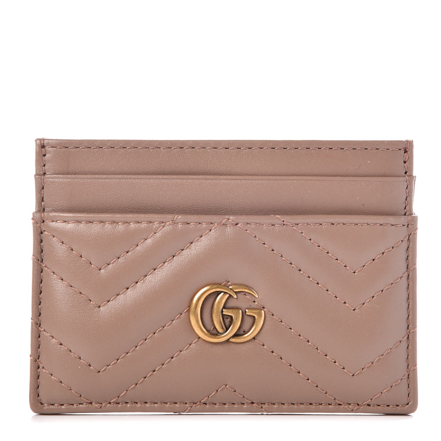 Gucci Calfskin Matelasse GG Marmont Card Holder Porcelain Rose 1 of 7