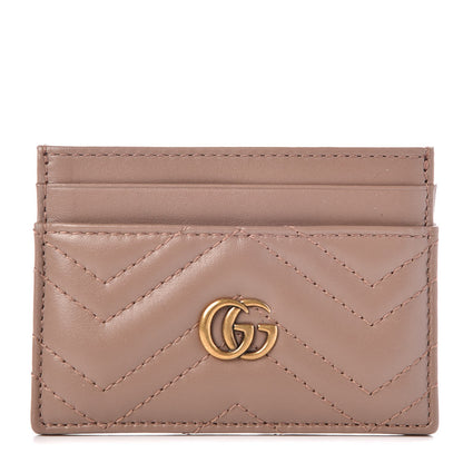 Gucci Calfskin Matelasse GG Marmont Card Holder Porcelain Rose 1 of 7