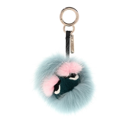 Fendi Fox Mink Rabbit Fur Vitello Flamingo Mini Monster Bag Bug Charm Lagoon Black Multicolor 1 of 4