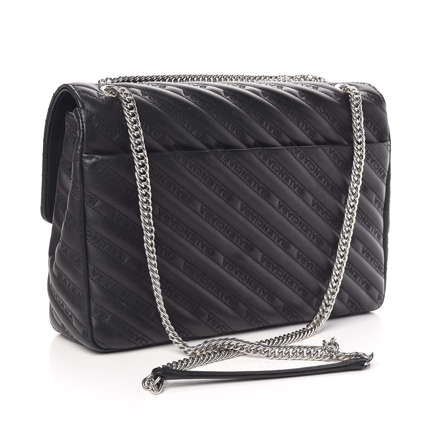 Balenciaga Calfskin Logo Matelasse Large BB Flap Chain Shoulder Bag Black 3 of 10