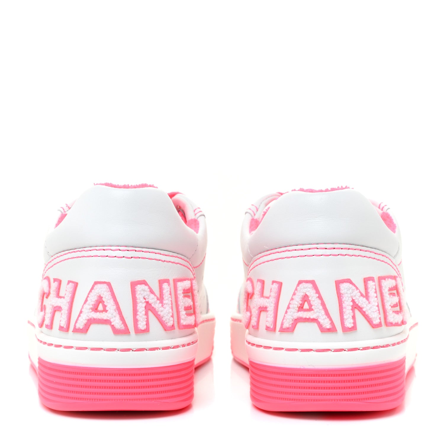 Chanel Calfskin Womens Logo Sneakers 36 Fuchsia White 3 of 9