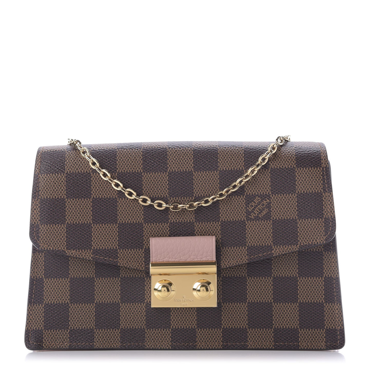Damier Ebene Croisette Chain Wallet Magnolia