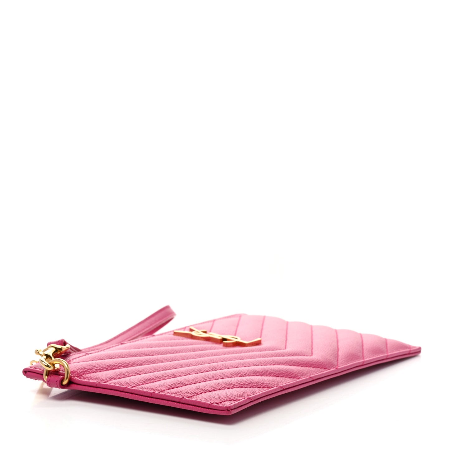 Grain De Poudre Chevron Monogram Large Bill Pouch Fuxia Couture