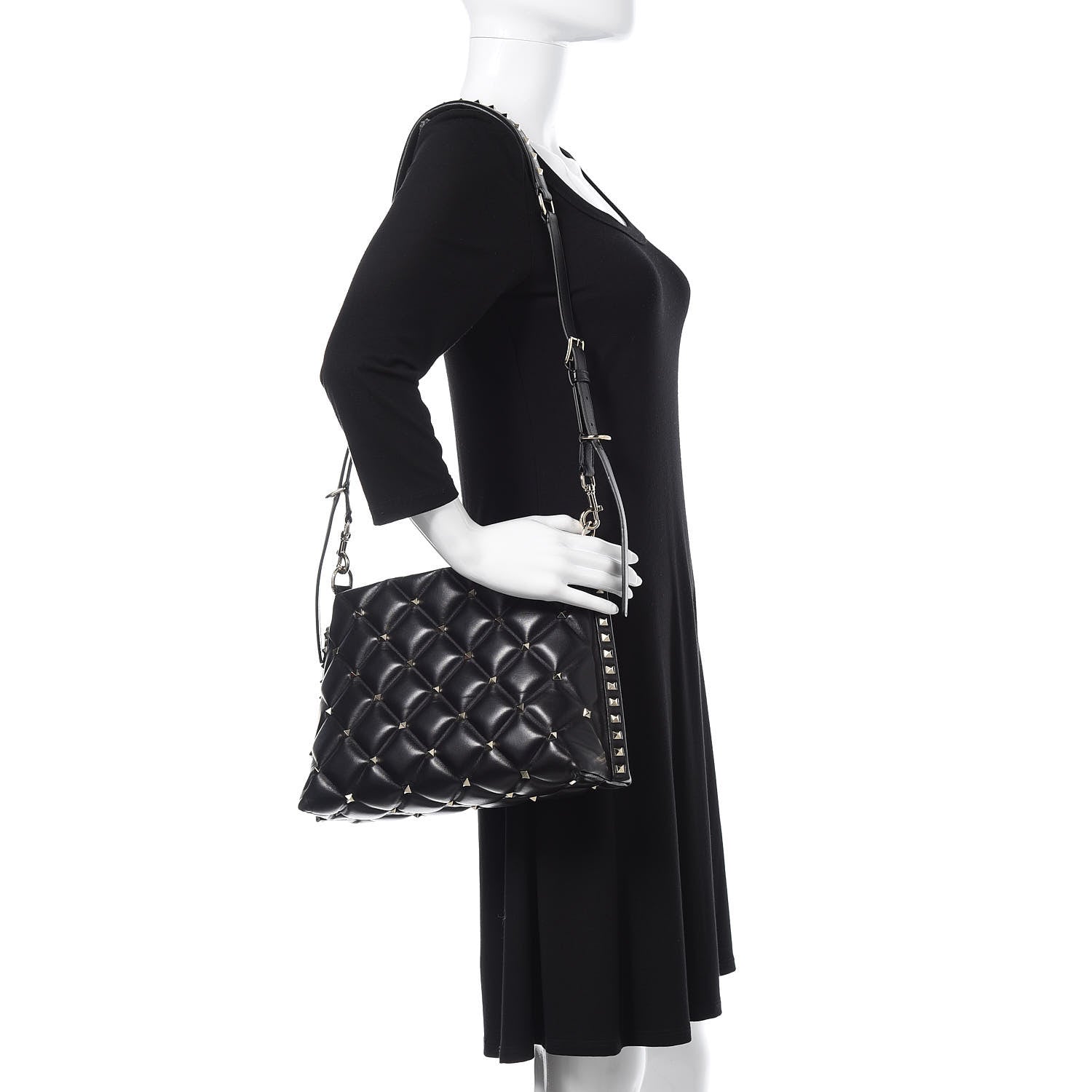 Valentino Garavani Nappa Candystud Shoulder Bag Black 2 of 11