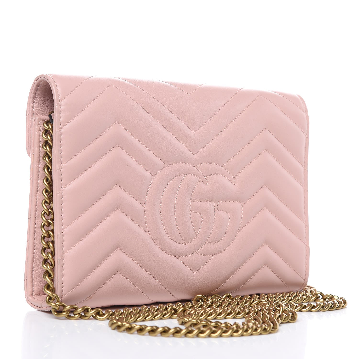 Gucci Calfskin Matelasse GG Marmont Chain Wallet Perfect Pink 3 of 10