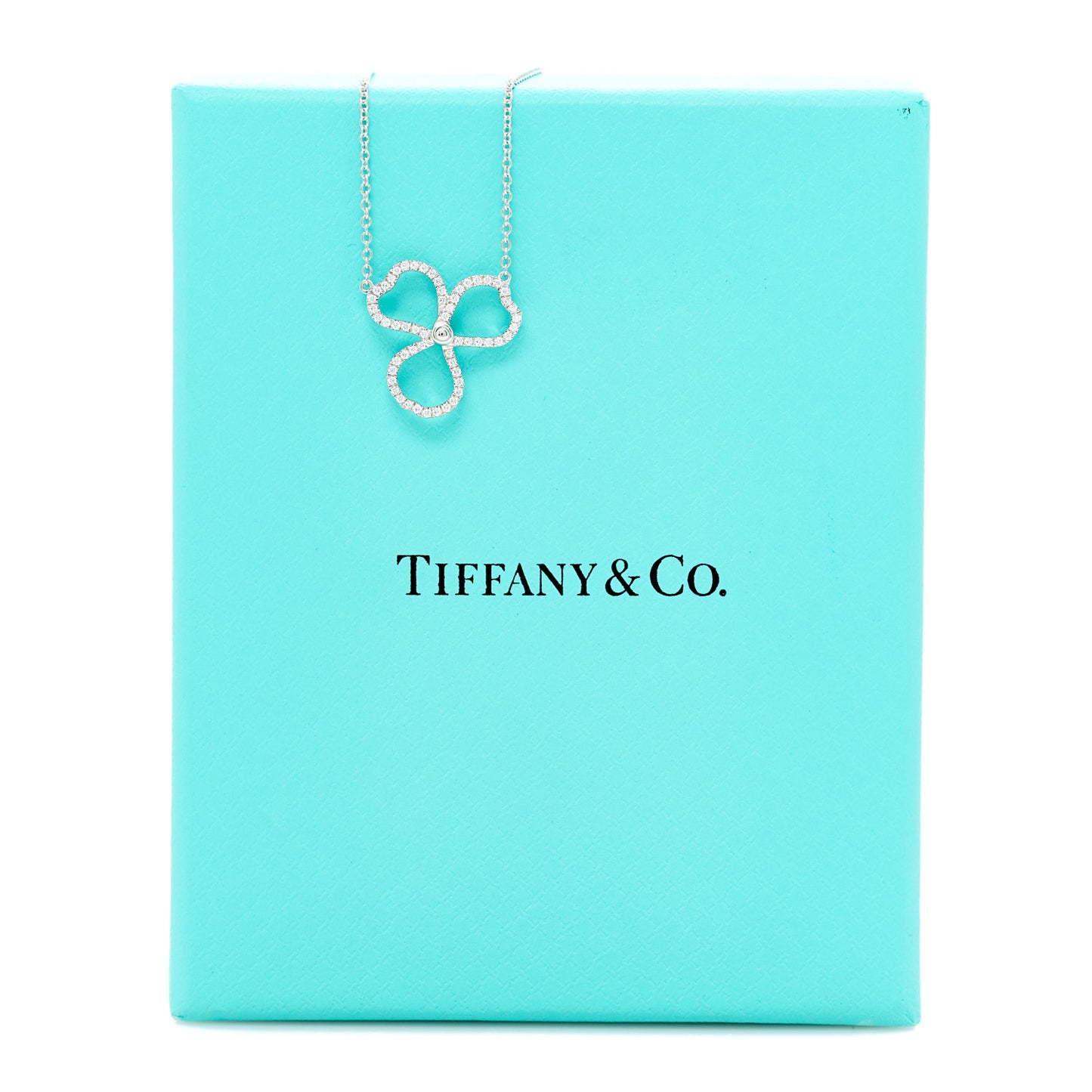 Platinum Diamond Small Paper Flowers Pendant Necklace