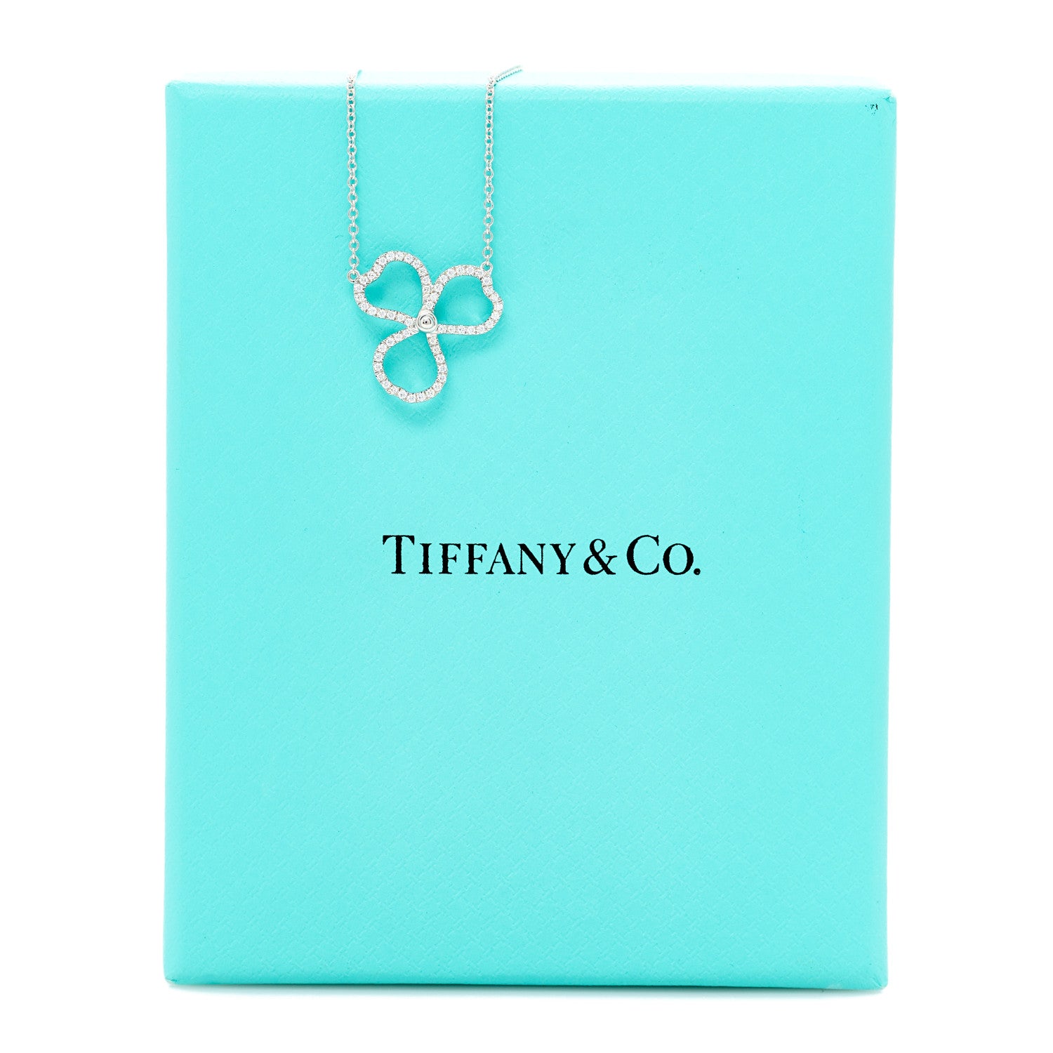 Tiffany Platinum Diamond Small Paper Flowers Pendant Necklace 5 of 5