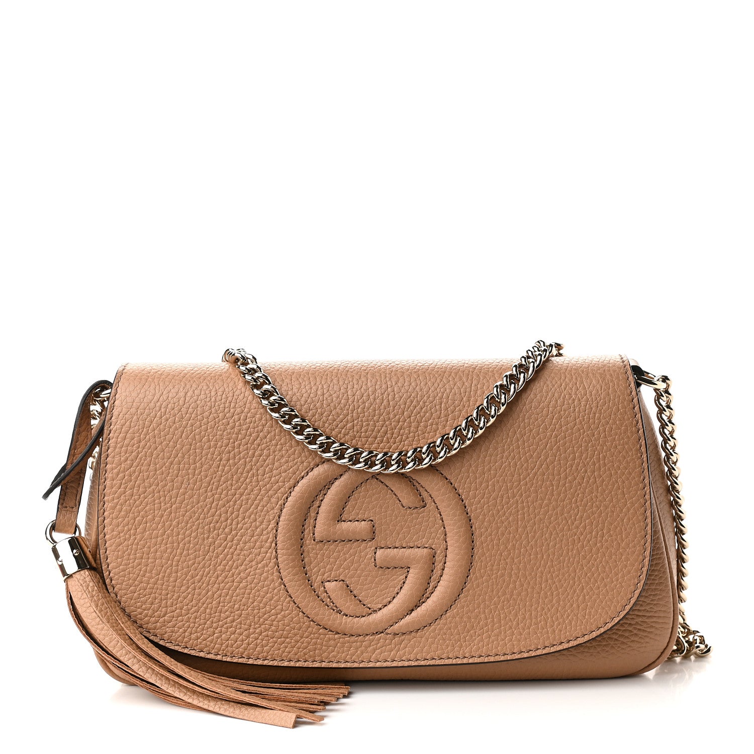 Gucci Pebbled Calfskin Medium Soho Flap Crossbody Camelia 1 of 9